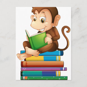 Cartão Postal Macaco e livros