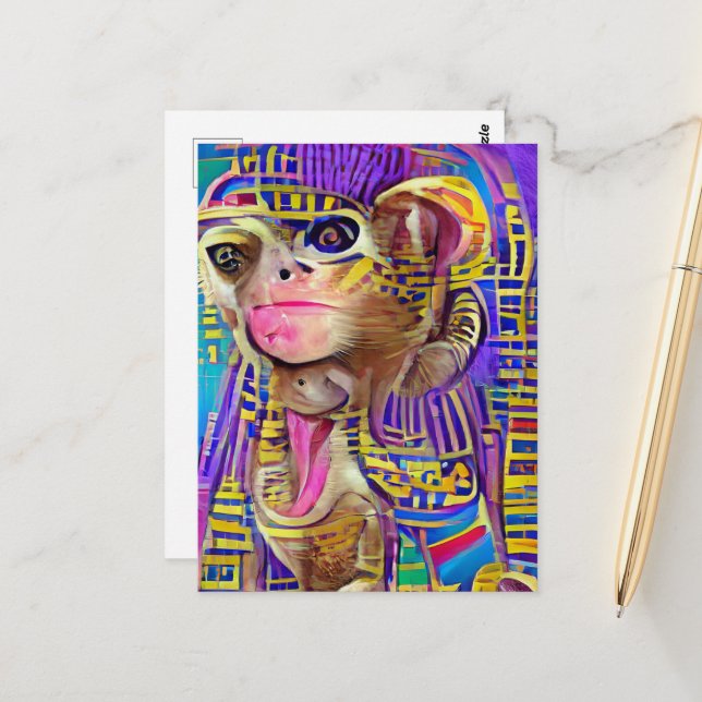 Cartão Postal Macaco Egípcio (Frente/Verso In Situ)