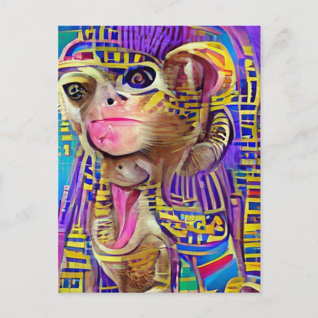 Cartão Postal Macaco Egípcio Jigsee (Frente)