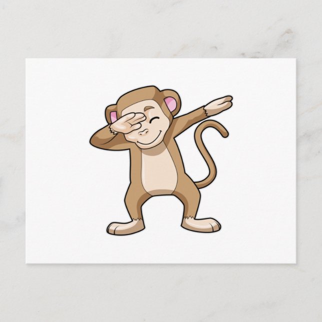 Cartão Postal Macaco em Dança Hip Hop Dab (Frente)