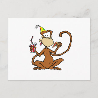 Cartão Postal Macaco Engraçado Pizza