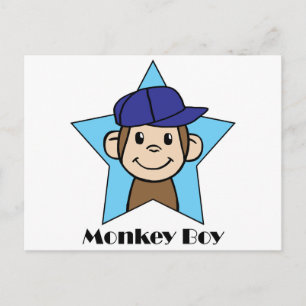 Cartão Postal Macaco feliz com clipe de desenho animado em estre