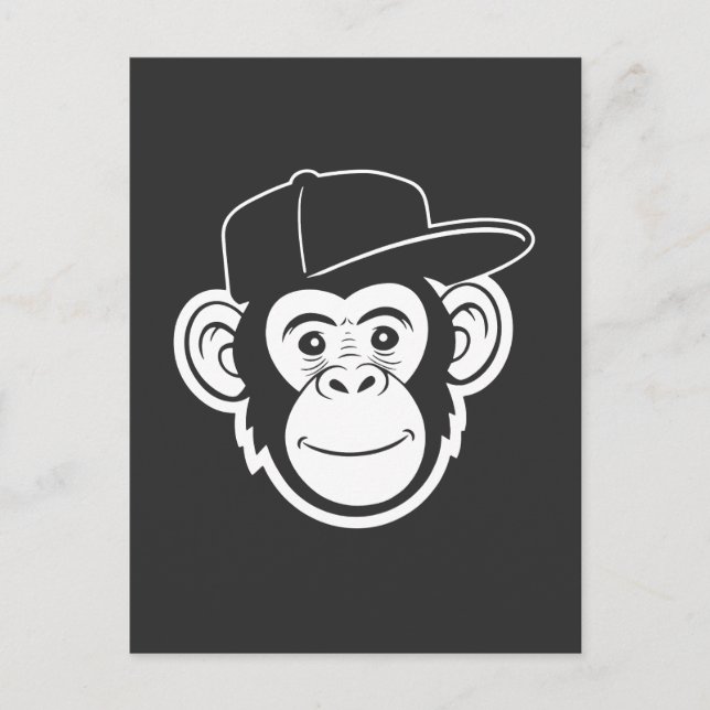 Cartão Postal Macaco Fofo de Boné (Frente)