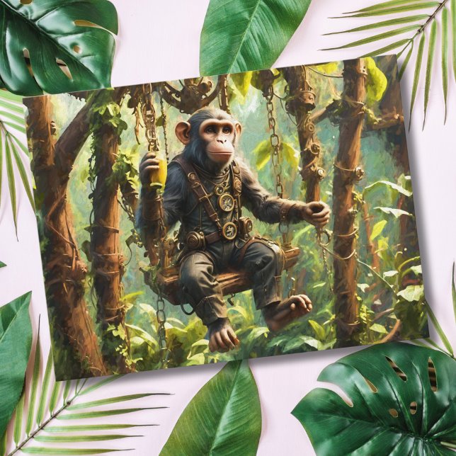 Cartão Postal Macaco Fofo Selva Steampunk  (Criador carregado)