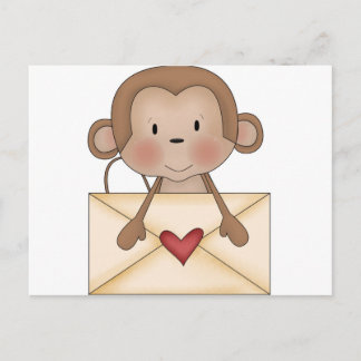 Cartão Postal Macaco-meia com carta de amor