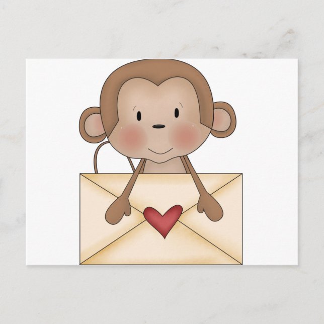 Cartão Postal Macaco-meia com carta de amor (Frente)