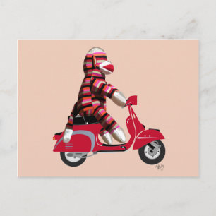 Cartão Postal Macaco-meia em Red Moped