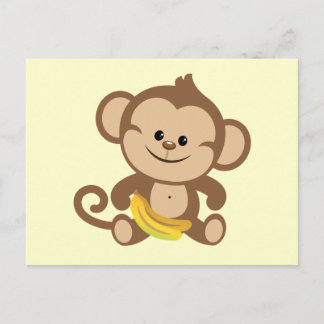 Cartão Postal Macaco-Menino Com Banana