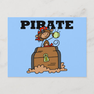 Cartão Postal Macaco pirata com Camisetas de tesouro e presentes