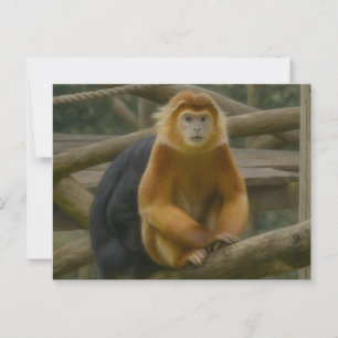 Cartão Postal Macaco Snub-Nosed no Refúgio em Woodland
