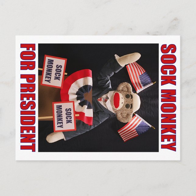 Cartão Postal Macaco Sock para Presidente (Frente)