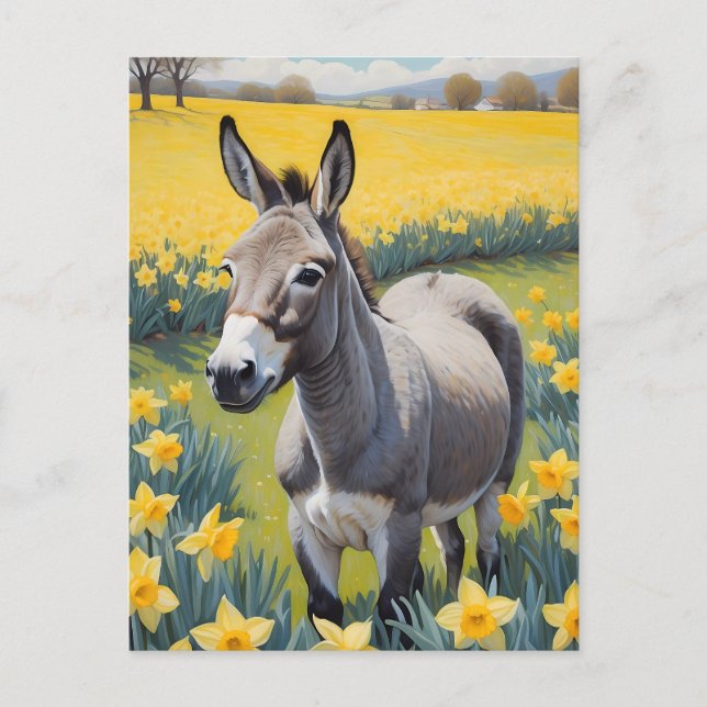 Cartão Postal Macaco Vibrante E Daffodilos Amarelos (Frente)
