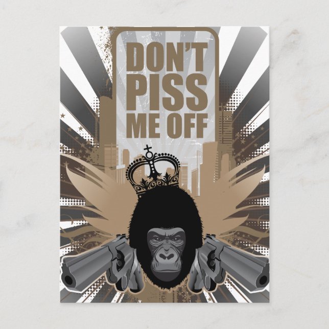 Cartão Postal Macaco zangado com arma (Frente)