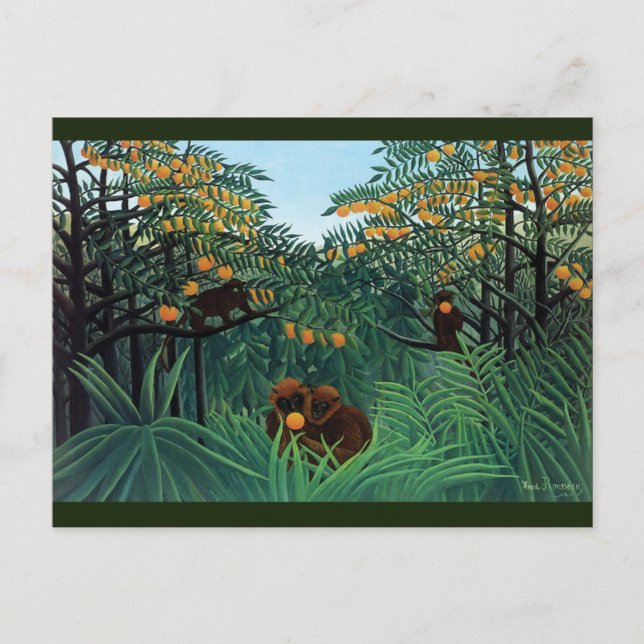 Cartão Postal Macacos-da-selva: Arte popular por Rousseau (Frente)