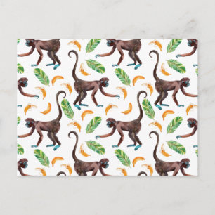 Cartão Postal Macacos doces fazendo malabarismo com bananas