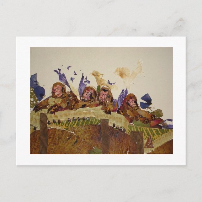 Cartão Postal Macacos Famintos em Ático (Frente)