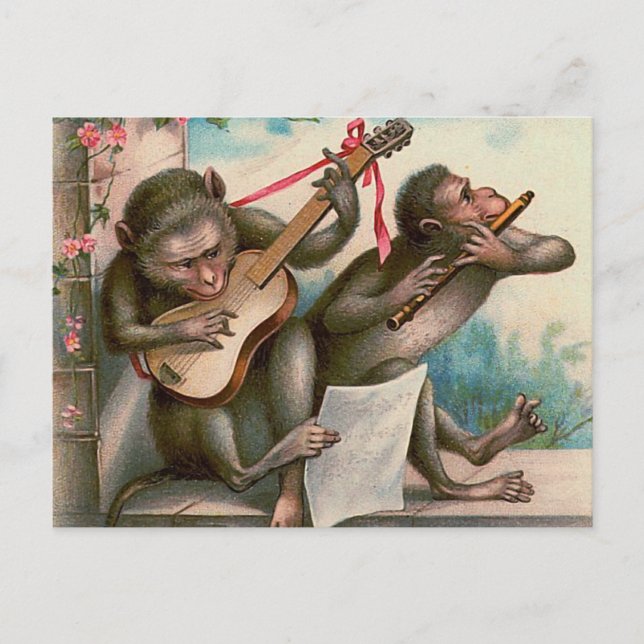 Cartão postal "Macacos Musicais Vintage" (Frente)