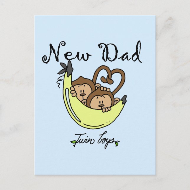 Cartão Postal Macacos Pai de Camisetas gêmeos e presentes (Frente)