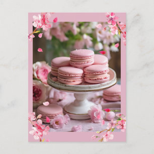 Cartão Postal Macarões bonito rosa