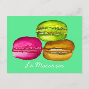 Cartão Postal Macarons Coloridos, a aquarela e a arte