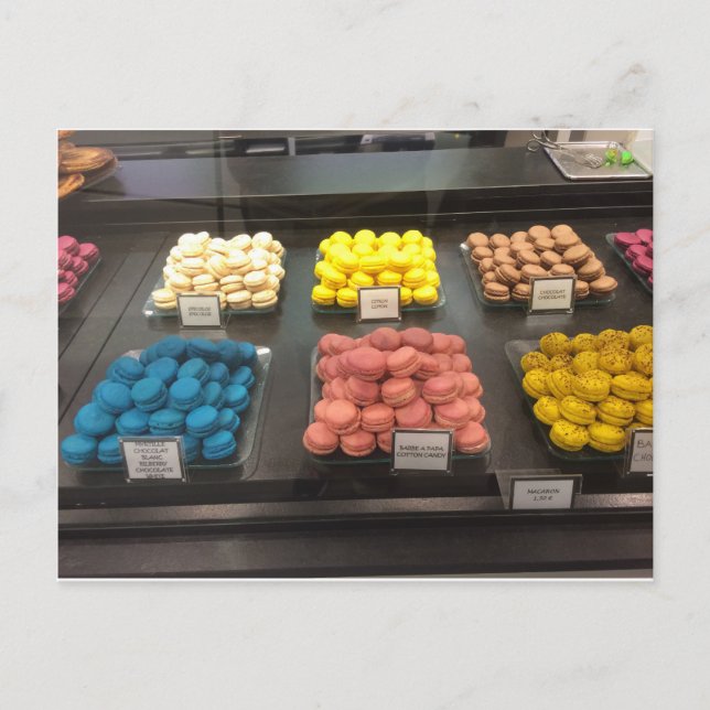 Cartão Postal Macarons Franceses | Paris, França (Frente)