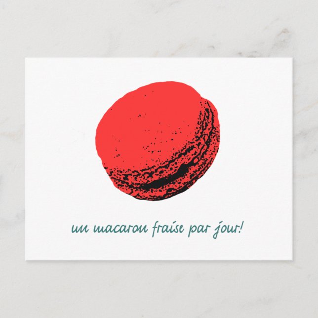 Cartão Postal macaroon de morango (Frente)