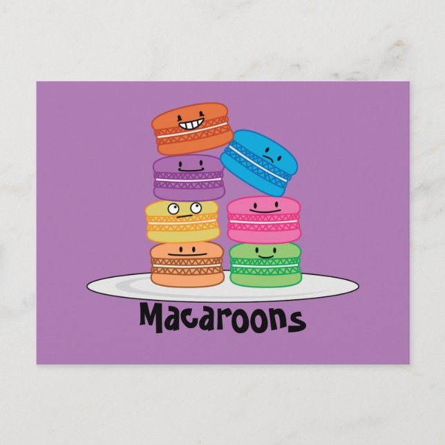 Cartão Postal Macaroon Macaroons Cookie Sobremesa doce francesa (Frente)