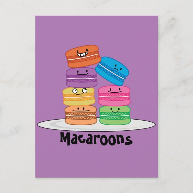 Cartão Postal Macaroon Macaroons Cookie Sobremesa doce francesa (Frente)