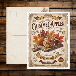 Cartão Postal Maçãs de Caramelo Antigas Bênçãos de Outono