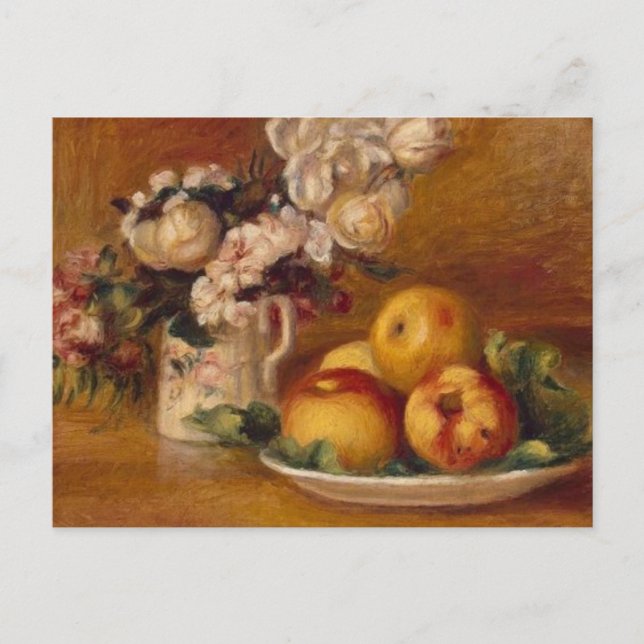 Cartão Postal Maçãs e Flores Renoir (Frente)