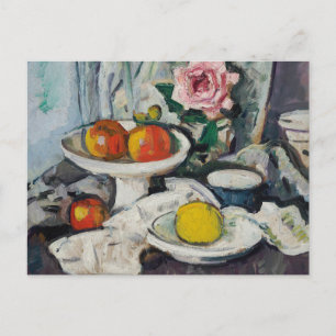 Cartão Postal Maçãs em um prato de frutas brancas   George Lesli