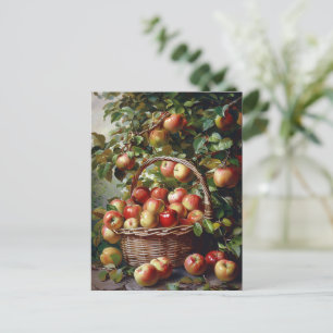 Cartão Postal Maçãs em uma Pincel de Cesta Estática