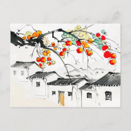 Cartão Postal Maçãs Maduras em uma Aldeia Montanhosa Chinesa