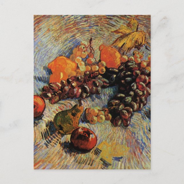 Cartão Postal Maçãs, peras, limões, uvas de Vincent van Gogh (Frente)