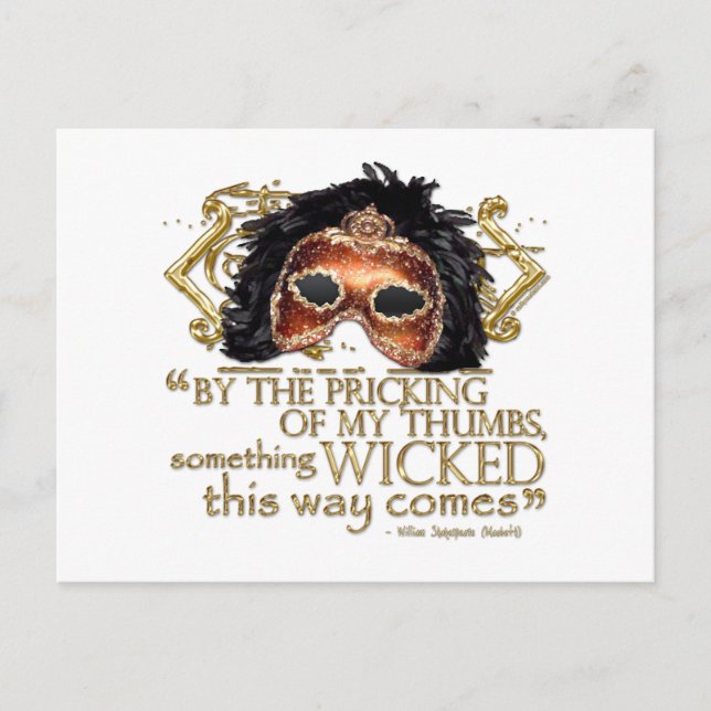 Cartão Postal Macbeth "Something Wicked" Quote (Gold Version) (Frente)