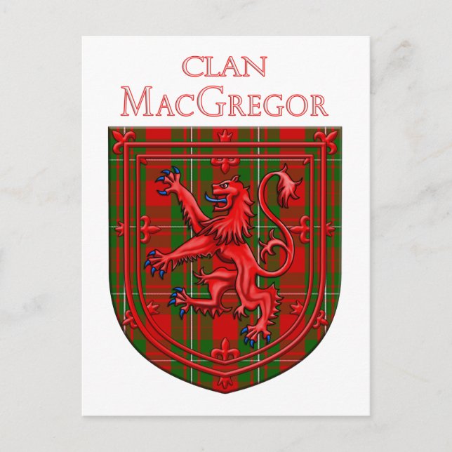 Cartão Postal MacGregor Tartan Xadrez Rampant Escocês (Frente)