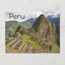 Cartão Postal Machu Picchu, cidade inca, no Peru: texto postal