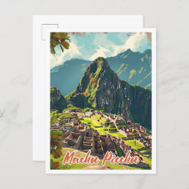 Cartão Postal Machu Picchu Peru - Ilustração de Viagem artístico
