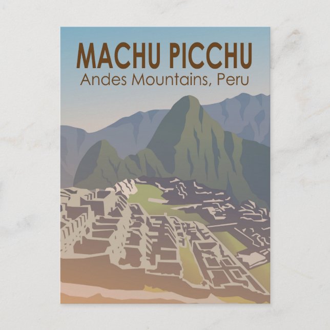 Cartão Postal Machu Picchu Peru Viagem Art Vintage (Frente)