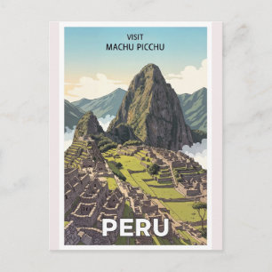 Cartão Postal Machu Picchu Peru Viagem Retro Antiga
