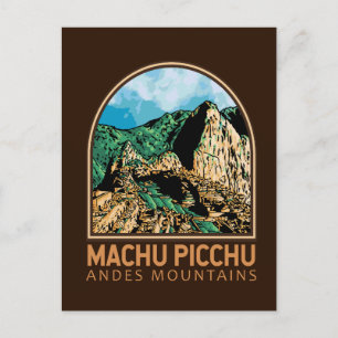 Cartão Postal Machu Picchu Peru Vintage Emblem