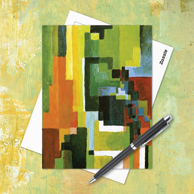 Cartão Postal Macke de Abstrato de Formulários Colorido (Criador carregado)