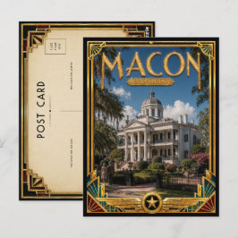 Cartão Postal Macon Geórgia Arte Deco Vintage Era de Ouro