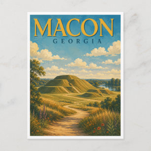 Cartão Postal Macon Geórgia Ocmulgee Mounds GeoSaga