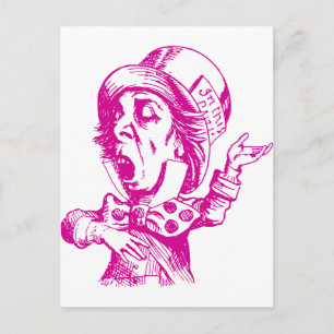 Cartão Postal Mad Hatter Tinta Rosa