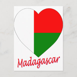 Cartão Postal Madagascar Flag Heart