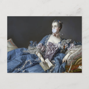 Cartão Postal Madame de Pompadour soprando uma pastilha azul