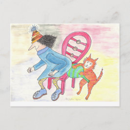 Cartão Postal MadCatMulher e WhopeeCushionCat n.o 1