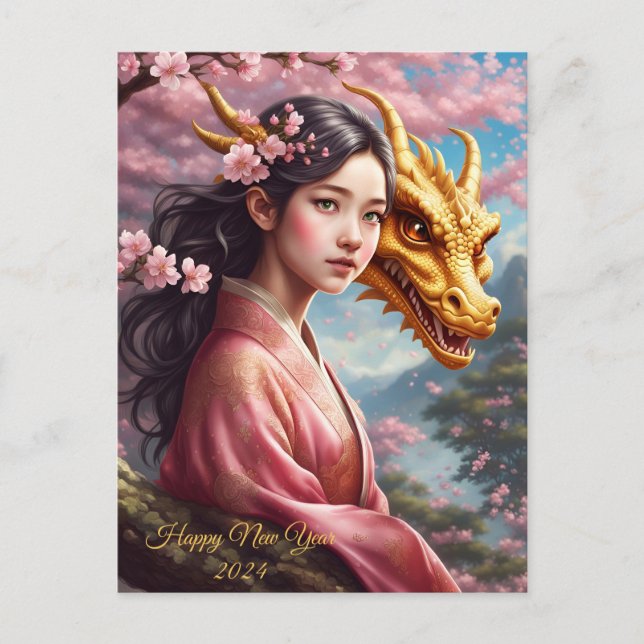 Cartão Postal Mädchen zwischen Kirschblüten  (Frente)