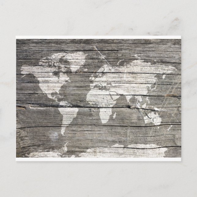 Cartão Postal madeira do mapa mundial 8 (Frente)